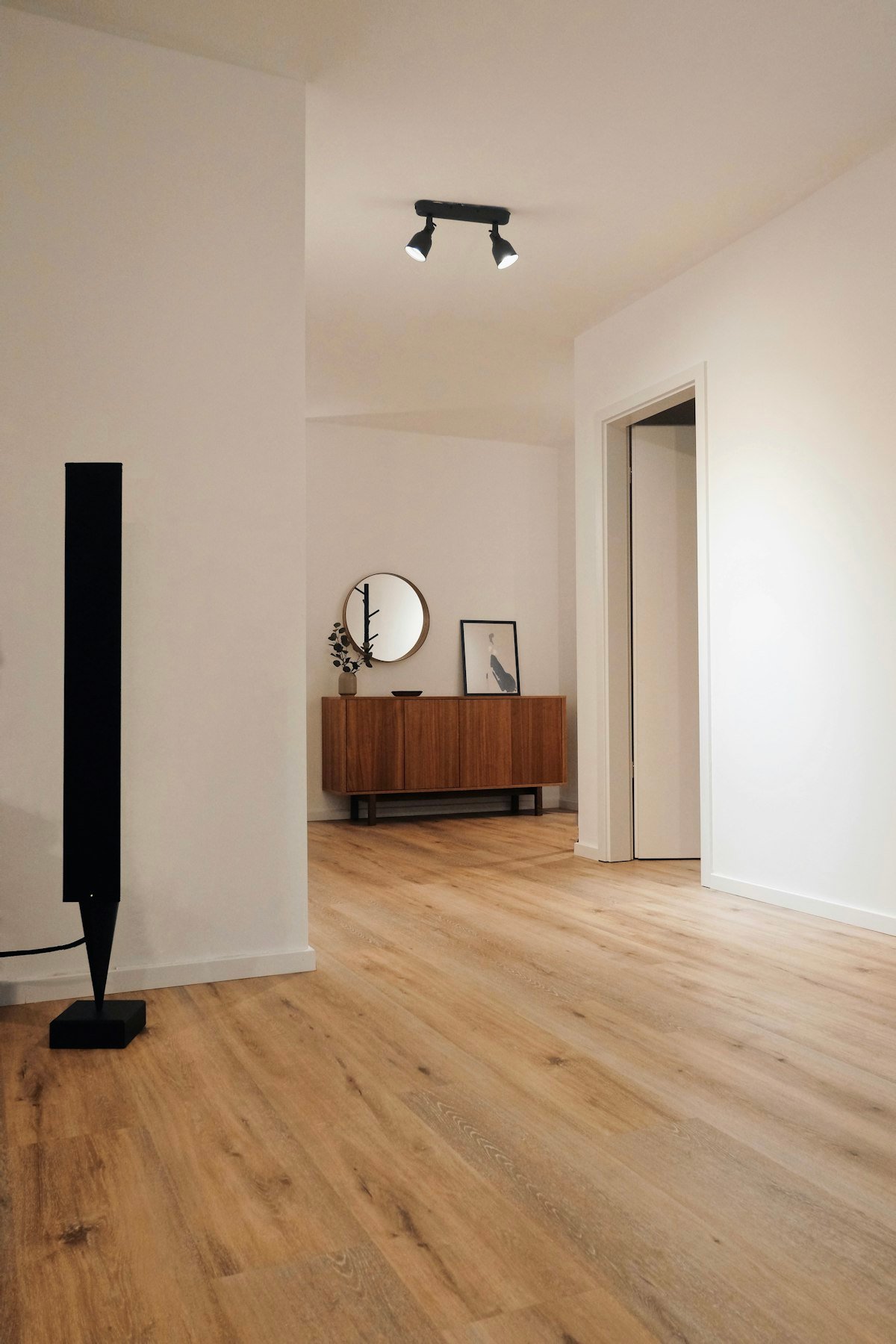 Laminate wooden flooring in a finished room